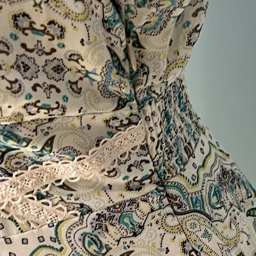 Free People Moonlight Bay mini dress | blue & white paisley print | size 8 - Picture 6 of 15